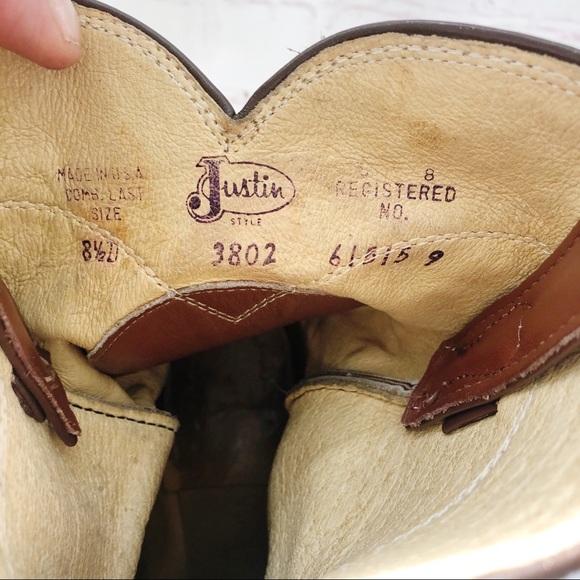 [Justin] Brown leather western roper boot 8.5D - Picture 7 of 8